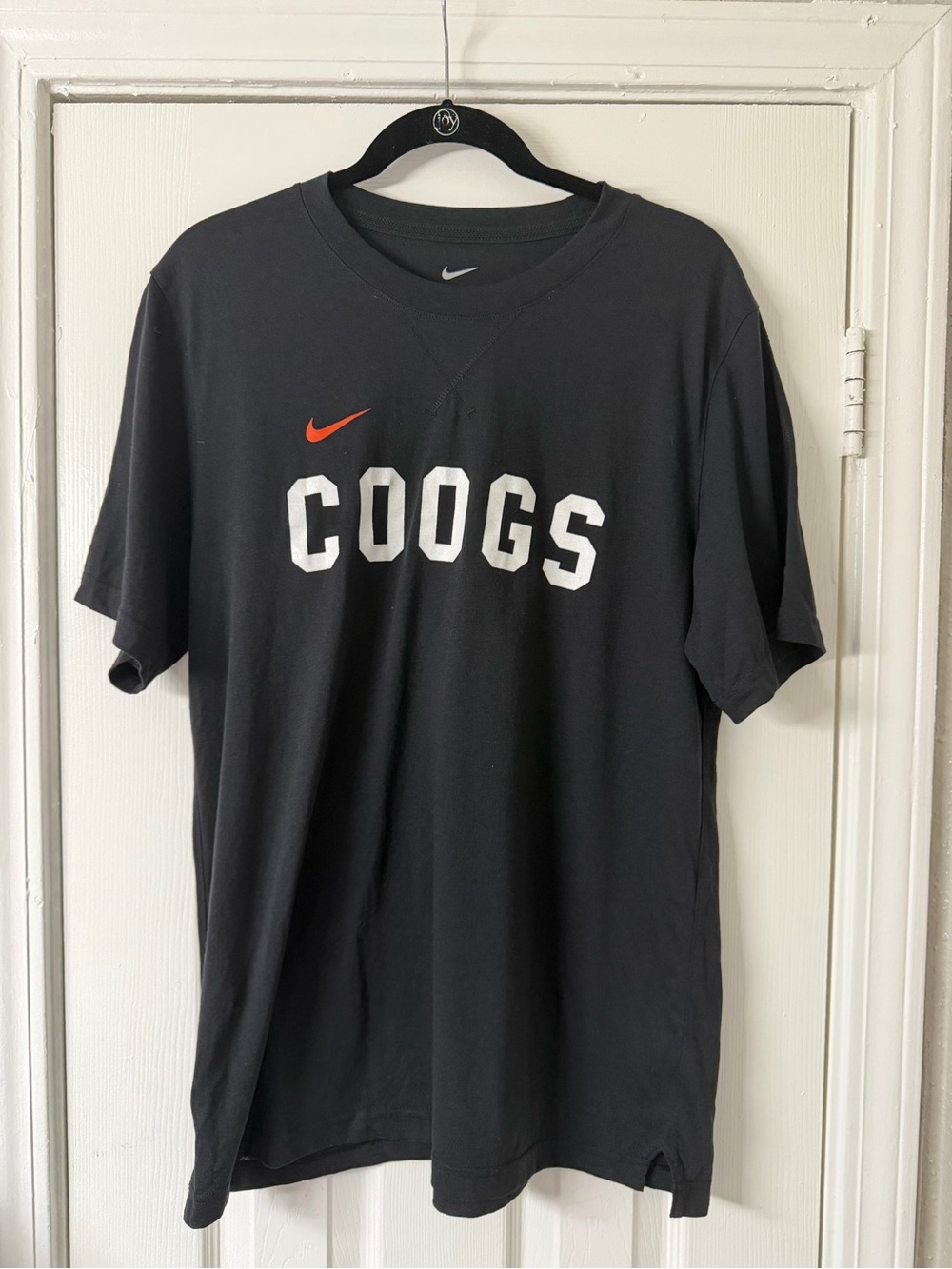 Nike COOGS Black Dri-Fit Tee with Orange Swoosh Women’s Large Collegiate Houston